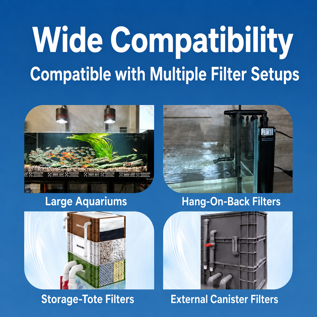 Aquiora filter floss compatible with multiple aquarium filter setups