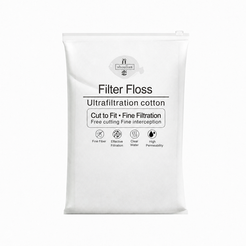 Aquiora filter floss packaging with fine filtration features