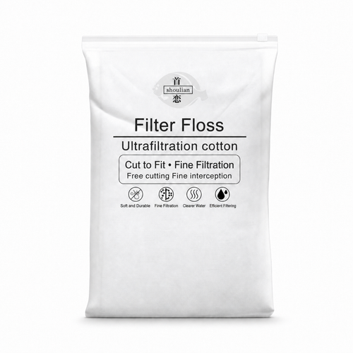 Aquiora filter floss packaging with English product information