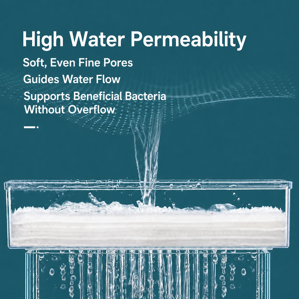 Aquiora filter floss showing water permeability and water flow