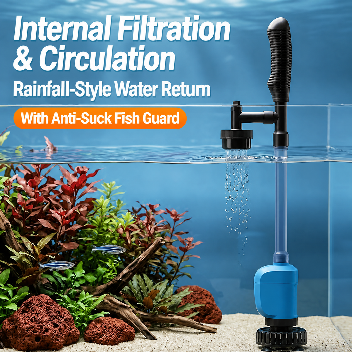 Internal filtration and rainfall-style water return